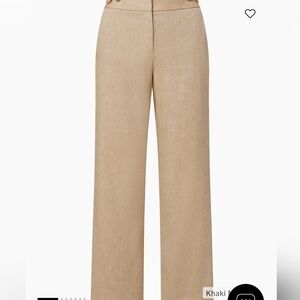 Veronica Beard Aubrie Linen Blend Cropped Pants Size 4 Tan Straight Leg